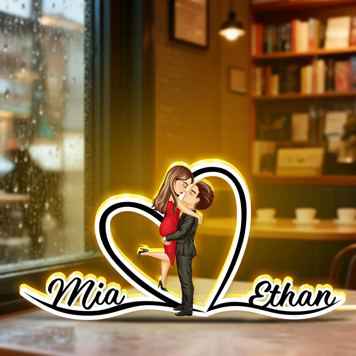 Couple Hugging Kissing Eternal Love - Personalized Light Box - Gift for Him, Gift for Her - Image 5