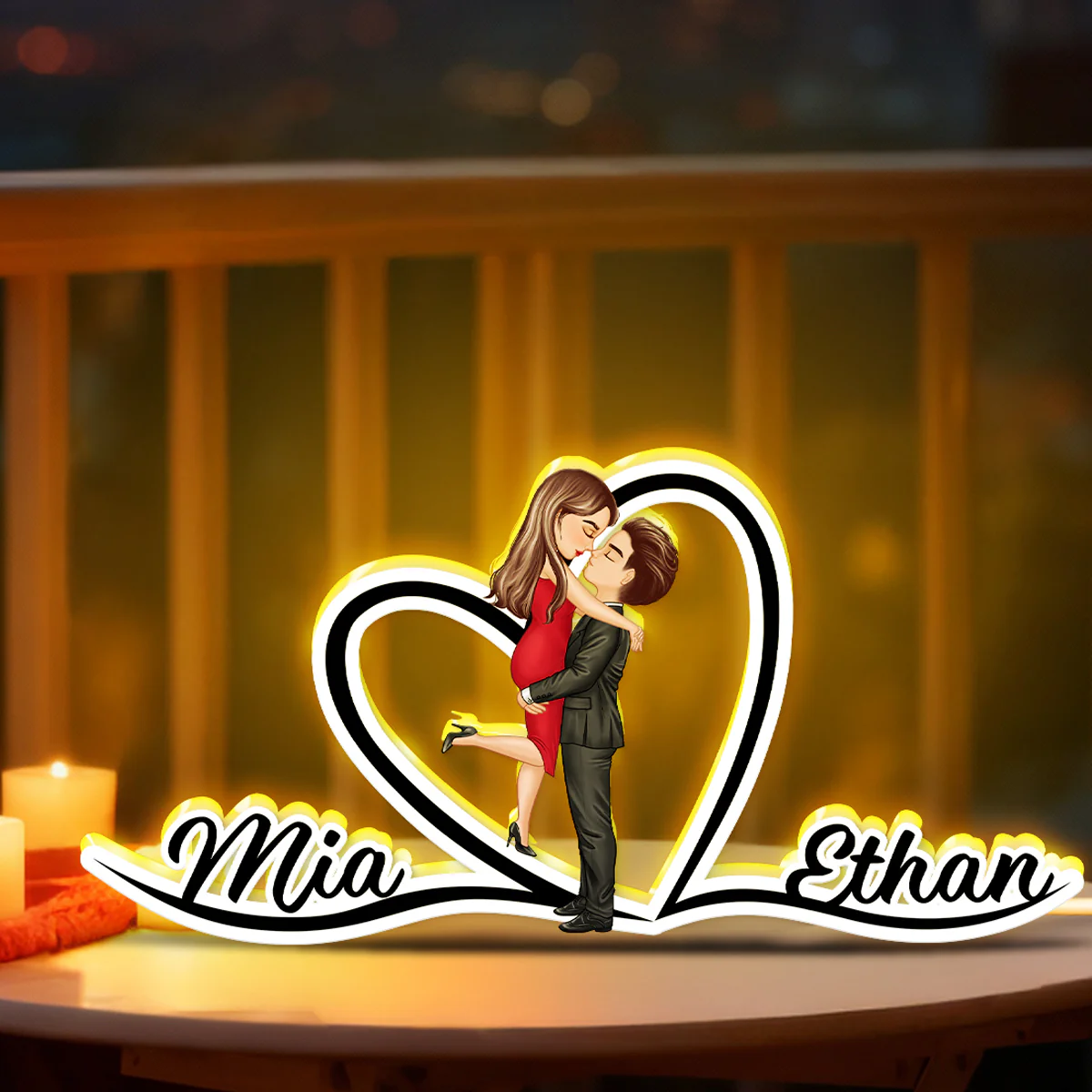 Couple Hugging Kissing Eternal Love - Personalized Light Box - Gift for Him, Gift for Her - Image 6