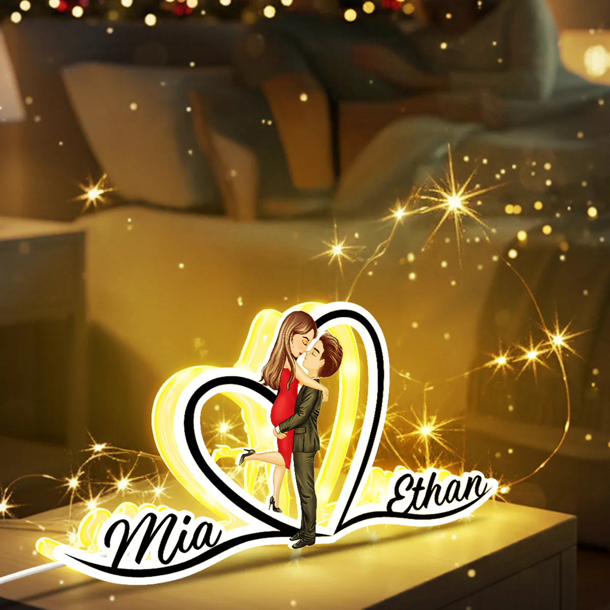 Couple Hugging Kissing Eternal Love - Personalized Light Box - Gift for Him, Gift for Her - Image 7