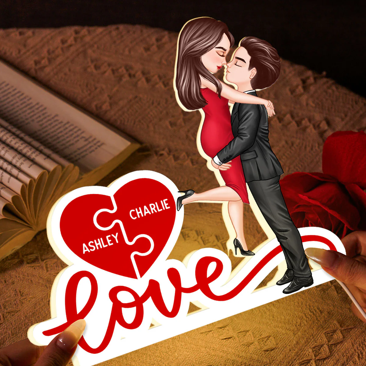 Couple Hugging Kissing Eternal Love - Personalized Light Box - Valentine's Day Gift For Him or Her - Image 8