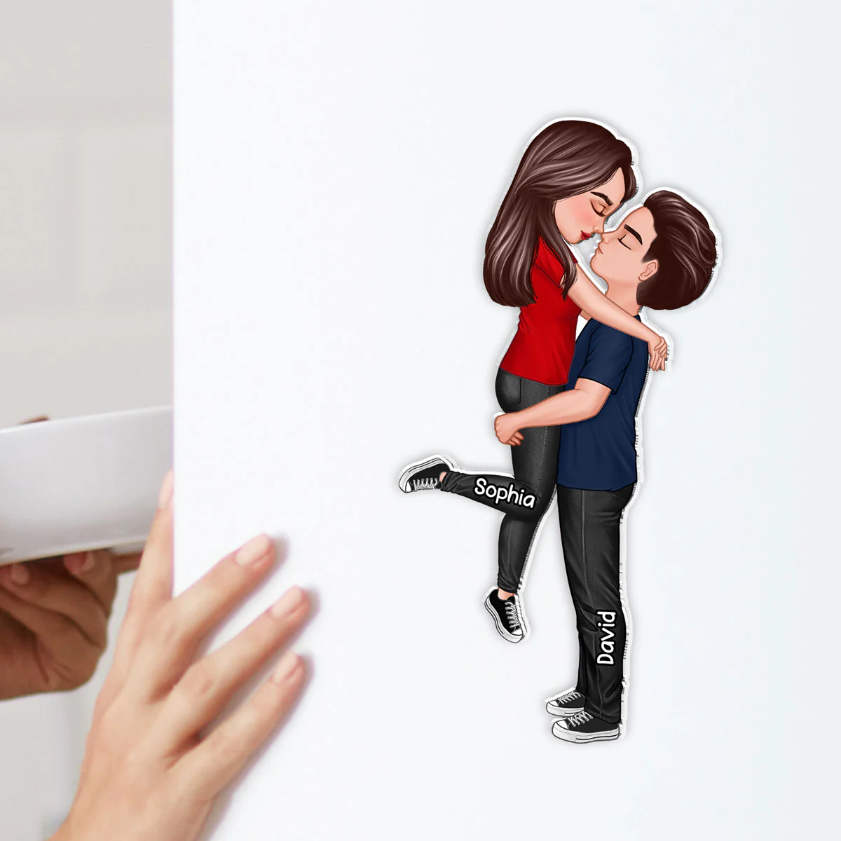 Couple Hugging Kissing Personalized Acrylic Fridge Magnet, Heartfelt Gift For Couple, For Him, For Her, Boyfriend, Girlfriend, Husband, Wife - Image 2