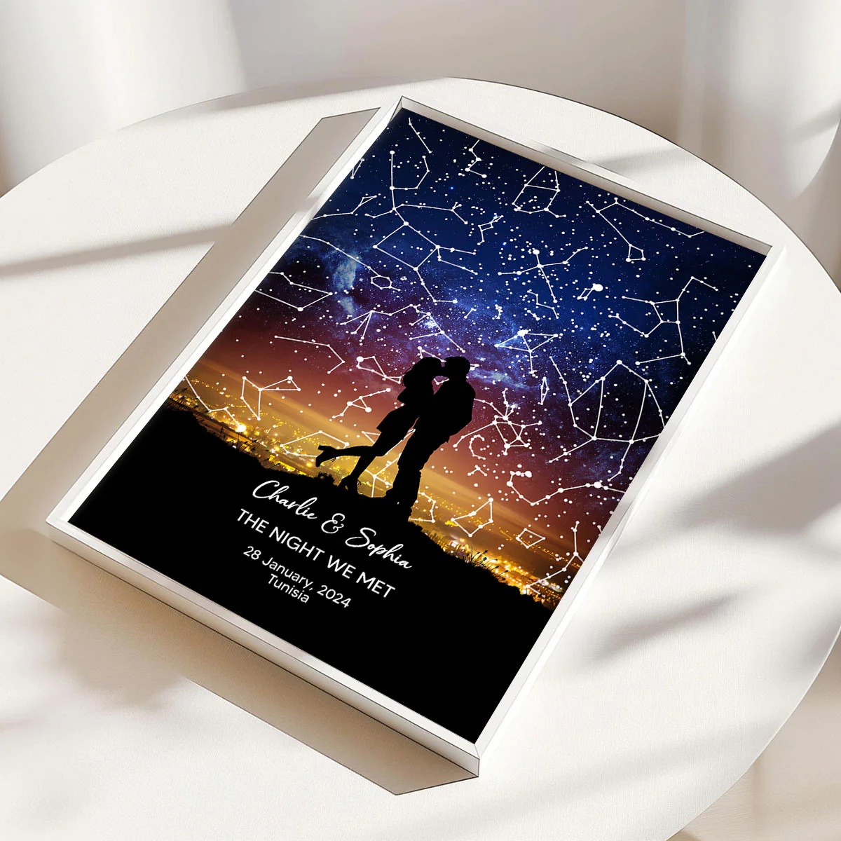 Couple Hugging Kissing Personalized Poster, Custom Star Map, Capture the Precious Moment, Gift, Constellation Print, Real Astronomical Data - Image 3