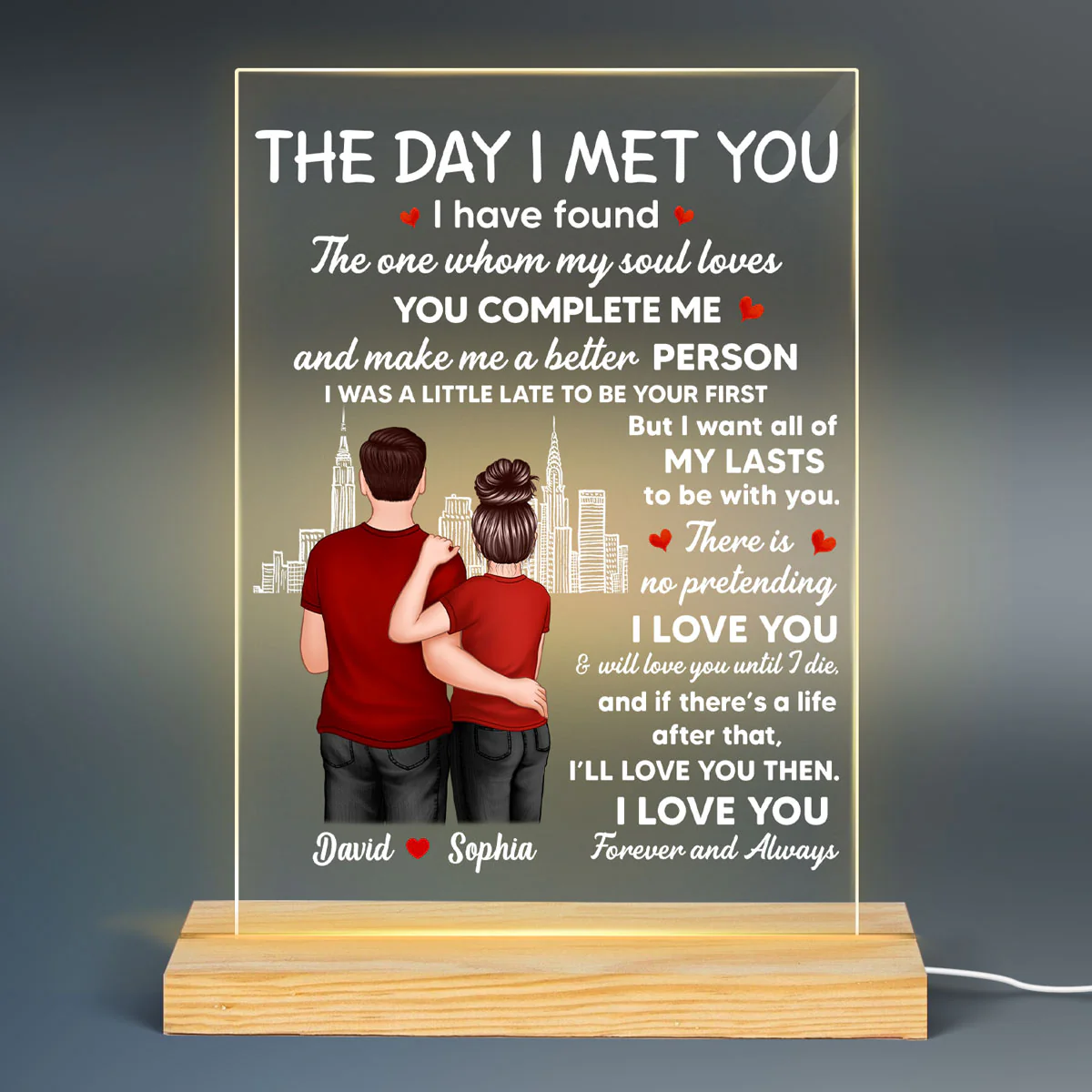 Couple I Met You Personalized LED Night Light, Acrylic LED Lamp - Image 2