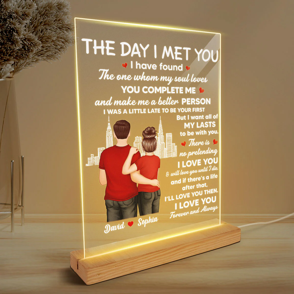 Couple I Met You Personalized LED Night Light, Acrylic LED Lamp - Image 3