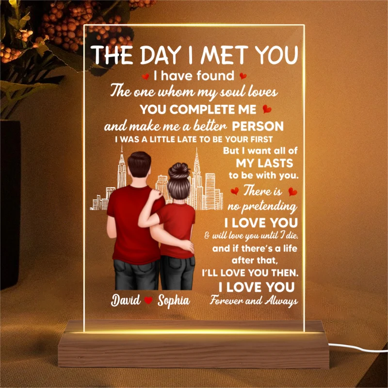 Couple I Met You Personalized LED Night Light, Acrylic LED Lamp - Image 4