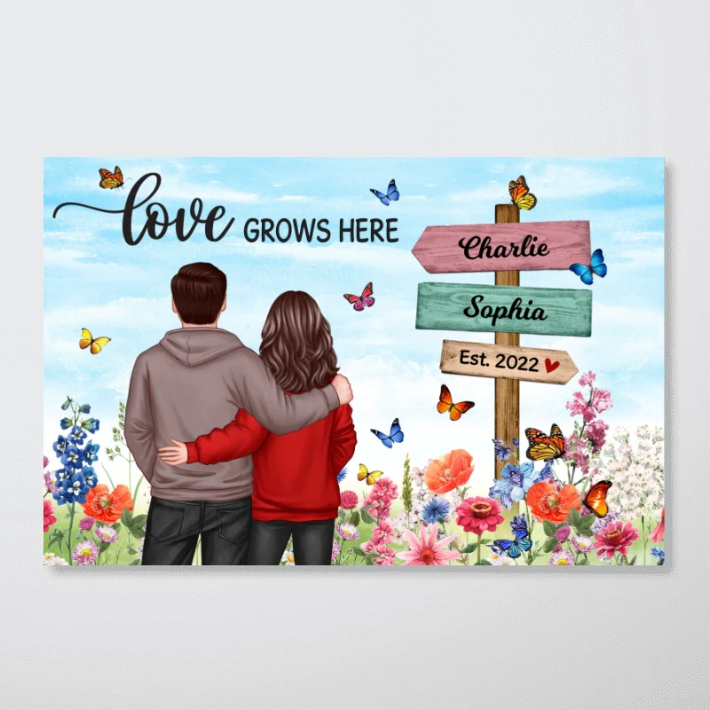 Couple In Flower Garden Sign Personalized Poster, Gift, Anniversary Gift For Couples, For Him, For Her - Image 11