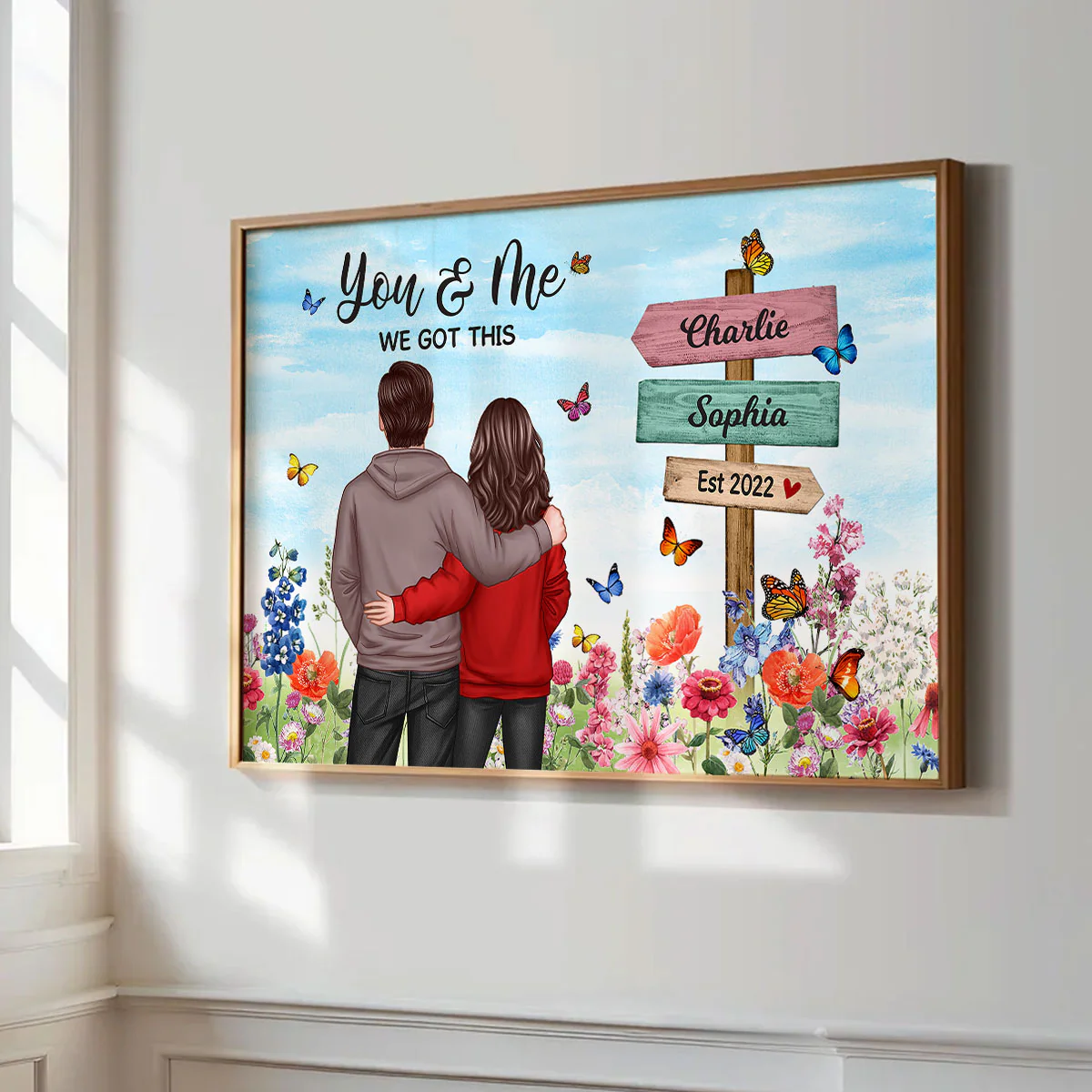 Couple In Flower Garden Sign Personalized Poster, Gift, Anniversary Gift For Couples, For Him, For Her - Image 2
