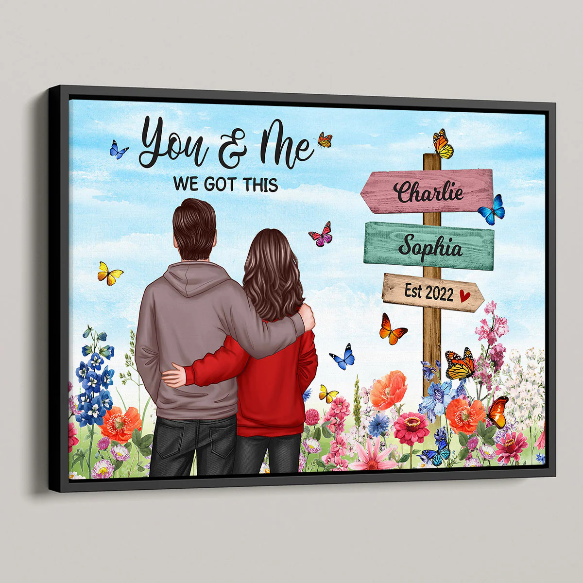 Couple In Flower Garden Sign Personalized Poster, Gift, Anniversary Gift For Couples, For Him, For Her - Image 4