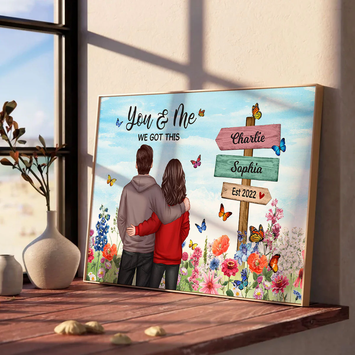 Couple In Flower Garden Sign Personalized Poster, Gift, Anniversary Gift For Couples, For Him, For Her - Image 6
