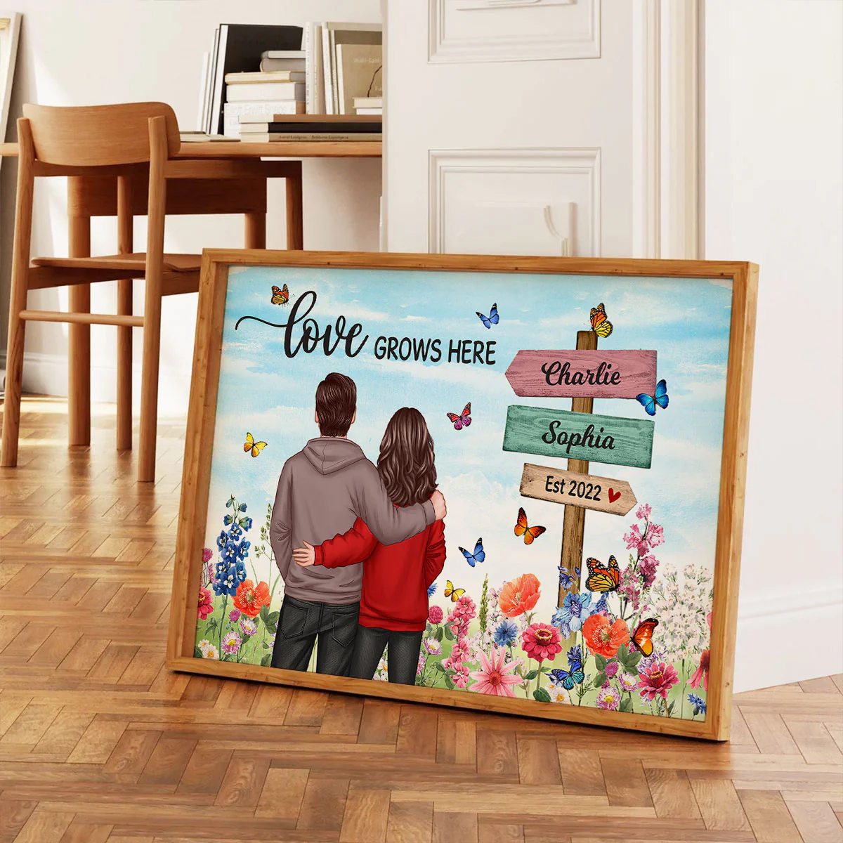 Couple In Flower Garden Sign Personalized Poster, Gift, Anniversary Gift For Couples, For Him, For Her - Image 7