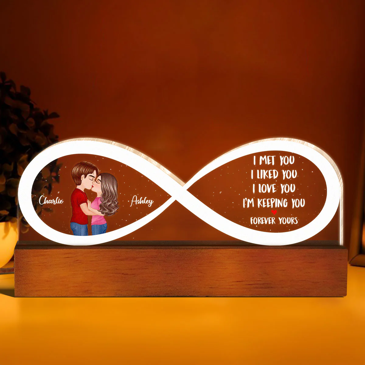 Couple Infinity I Met You Personalized Acrylic Block LED Night Light, Gift, Anniversay Gift For Couples - Image 5