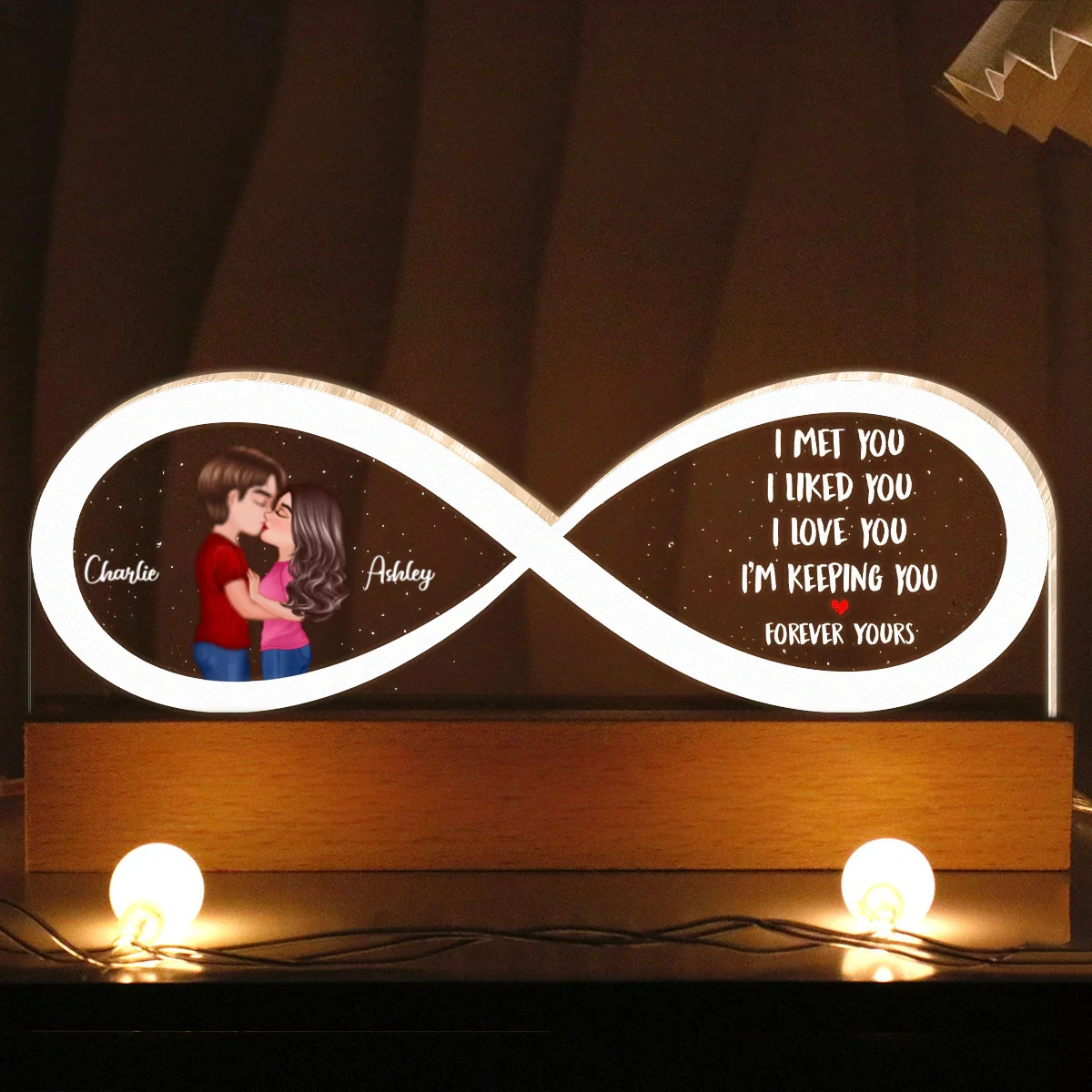 Couple Infinity I Met You Personalized Acrylic Block LED Night Light, Gift, Anniversay Gift For Couples - Image 7