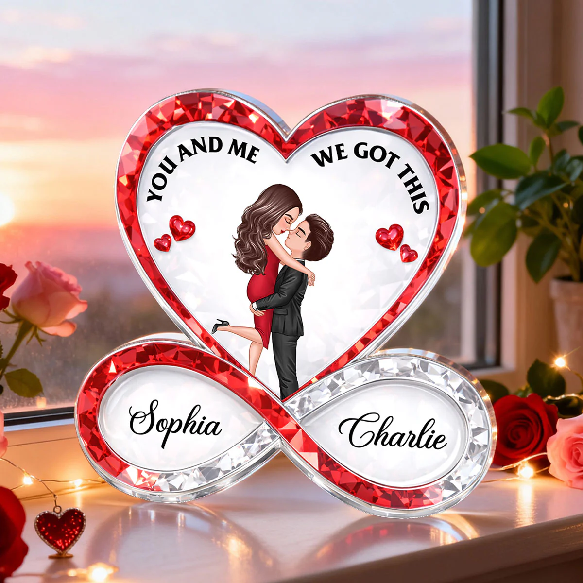 Couple Infinity Love 3D Crystal Effect - Personalized Acrylic Block Plaque - Sentimental Valentine's Day Gift for Her, for Him - Image 3