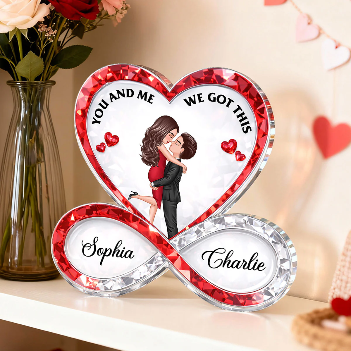Couple Infinity Love 3D Crystal Effect - Personalized Acrylic Block Plaque - Sentimental Valentine's Day Gift for Her, for Him - Image 4