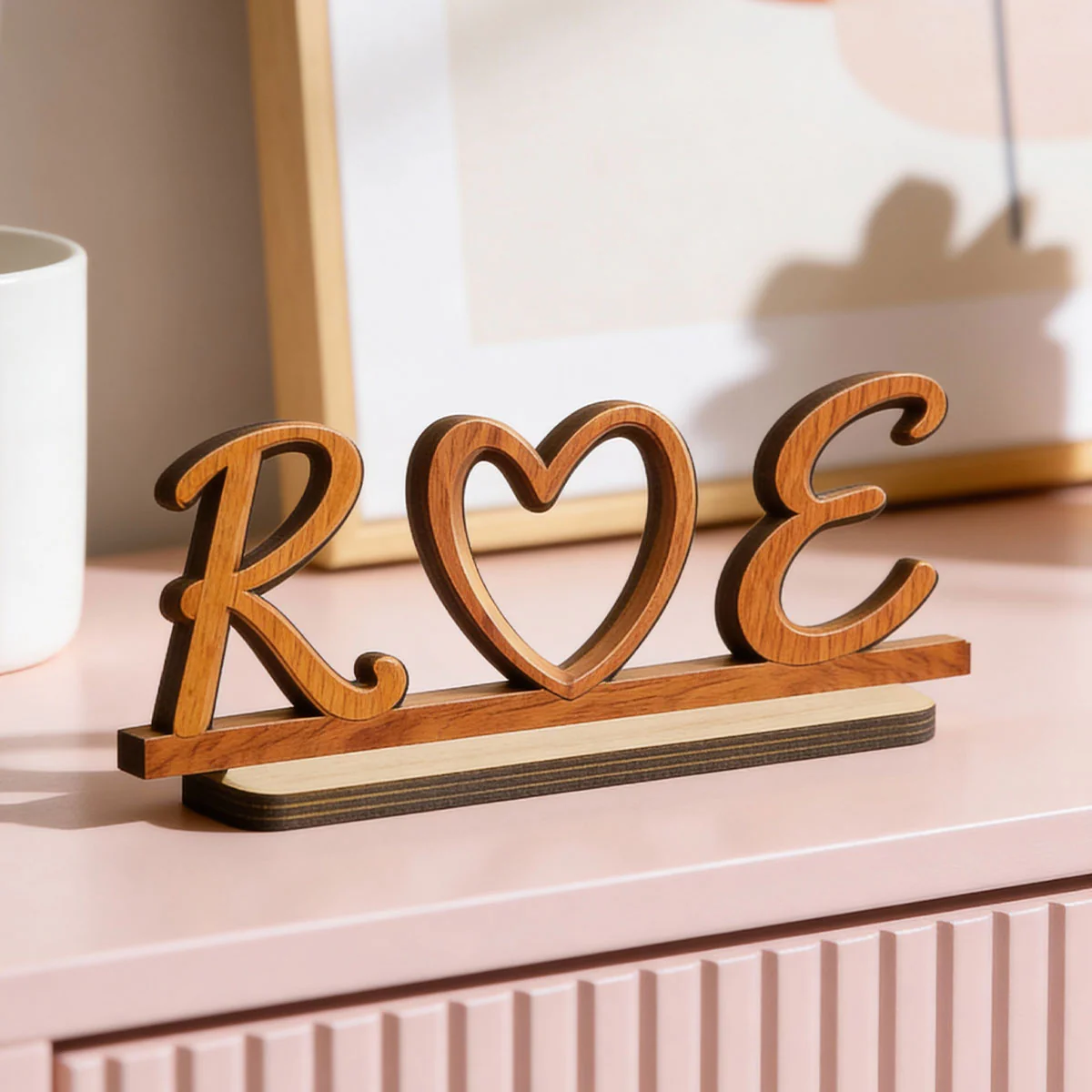 Couple Initials Heart - Personalized 2-Layered Wooden Plaque - Valentine's Day Gift for Her, for Him - Image 5