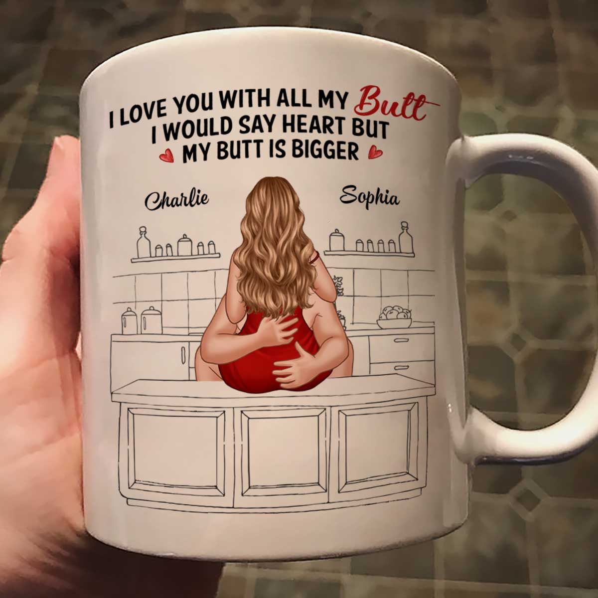 Couple Kiss Adore And Love Butt Funny Gift For Him For Her Personalized Mug - Image 3