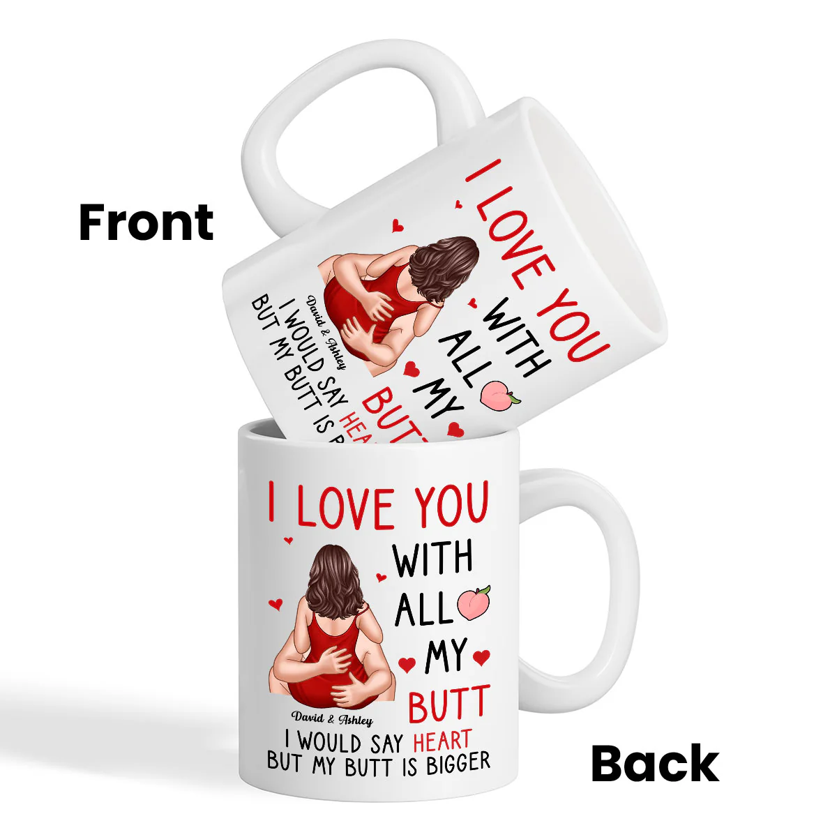 Couple Kiss Love You With All My Butt Funny Gift For Him For Her Personalized Mug - Image 3