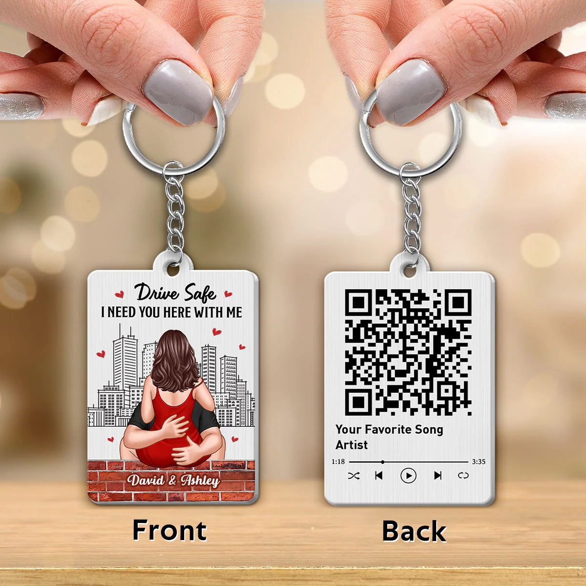 Couple Kiss Passionate Love Gift For Him For Her Personalized Metal Keychain - Image 3