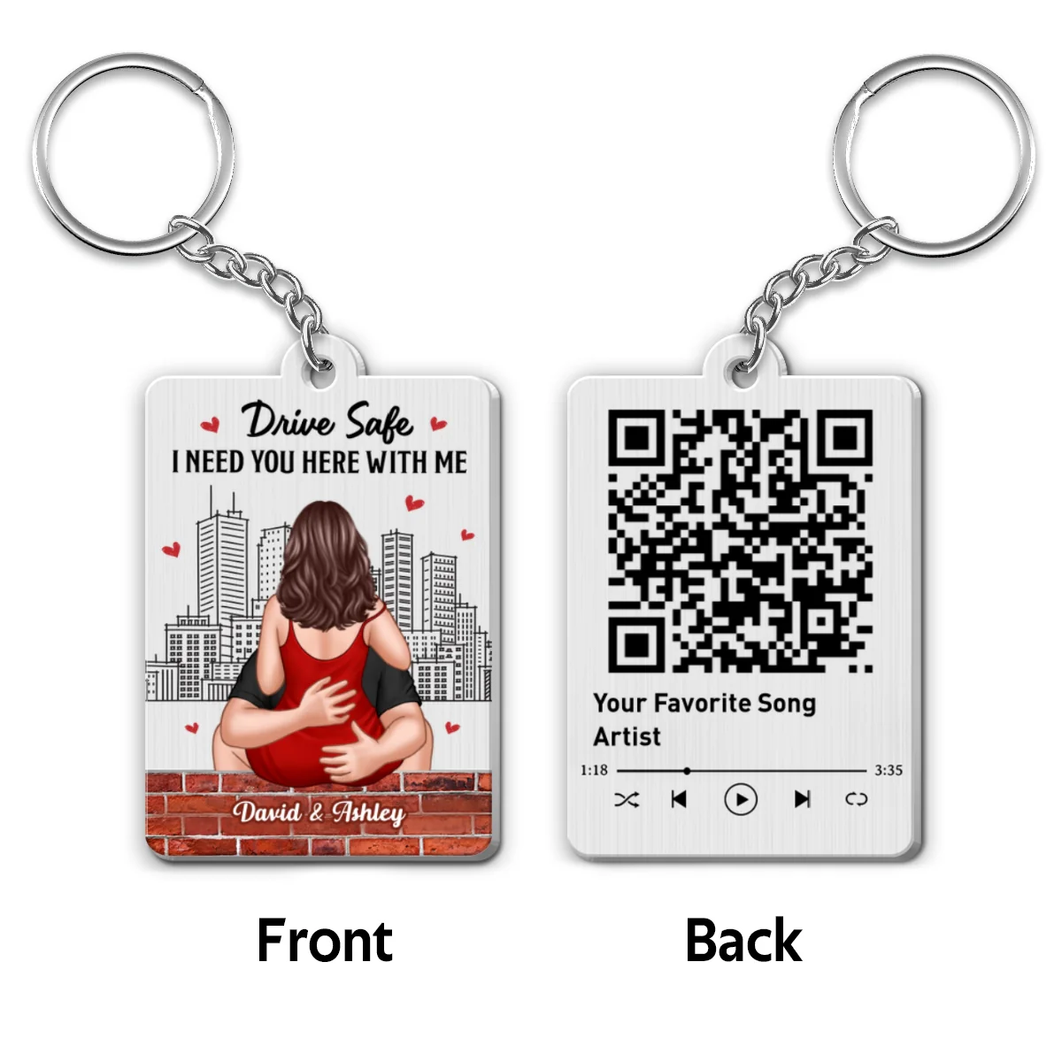 Couple Kiss Passionate Love Gift For Him For Her Personalized Metal Keychain - Image 4