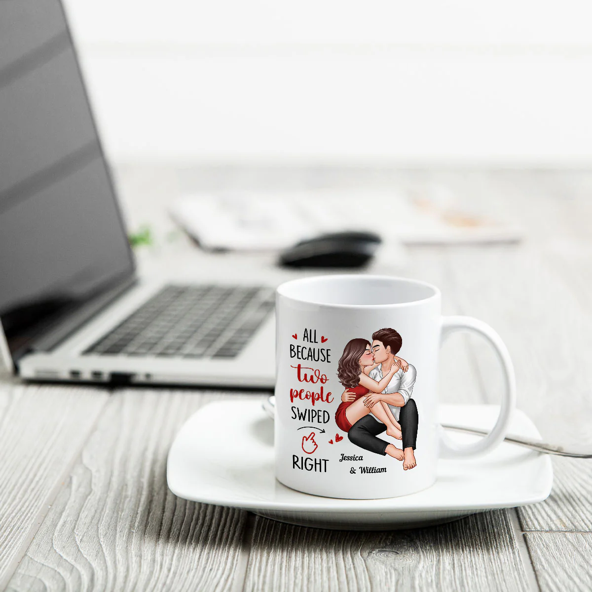 Couple Kissing All Because Two People Swiped Right Personalized Mug - Image 4