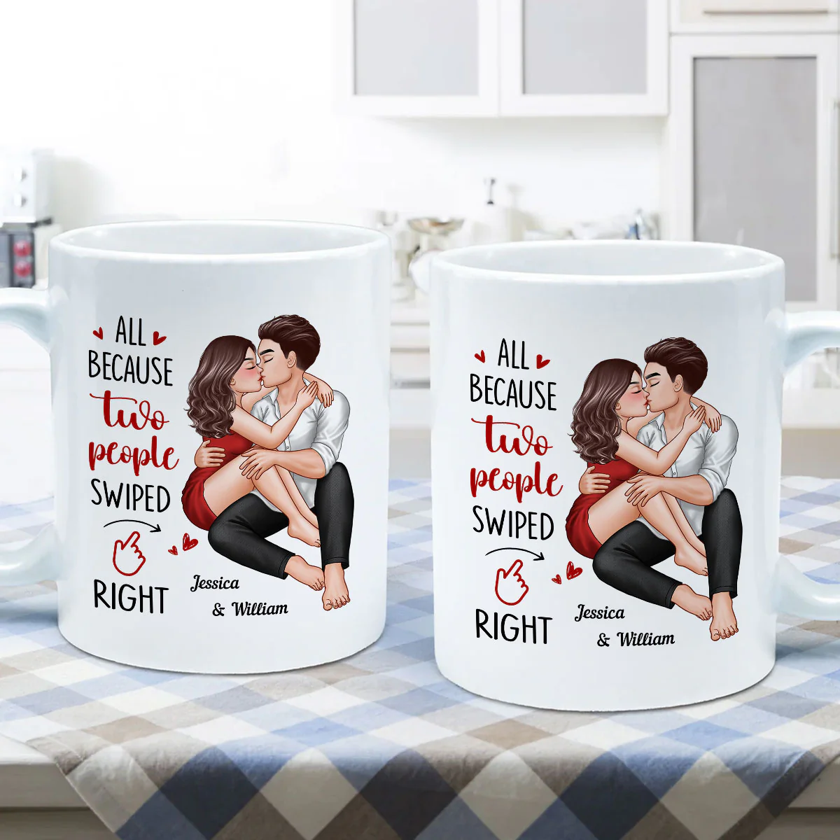 Couple Kissing All Because Two People Swiped Right Personalized Mug - Image 5