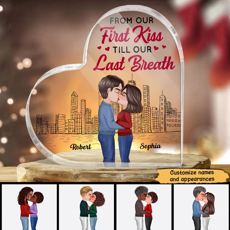 Couple Kissing Every Love Story Personalized Heart Plaque - Image 2