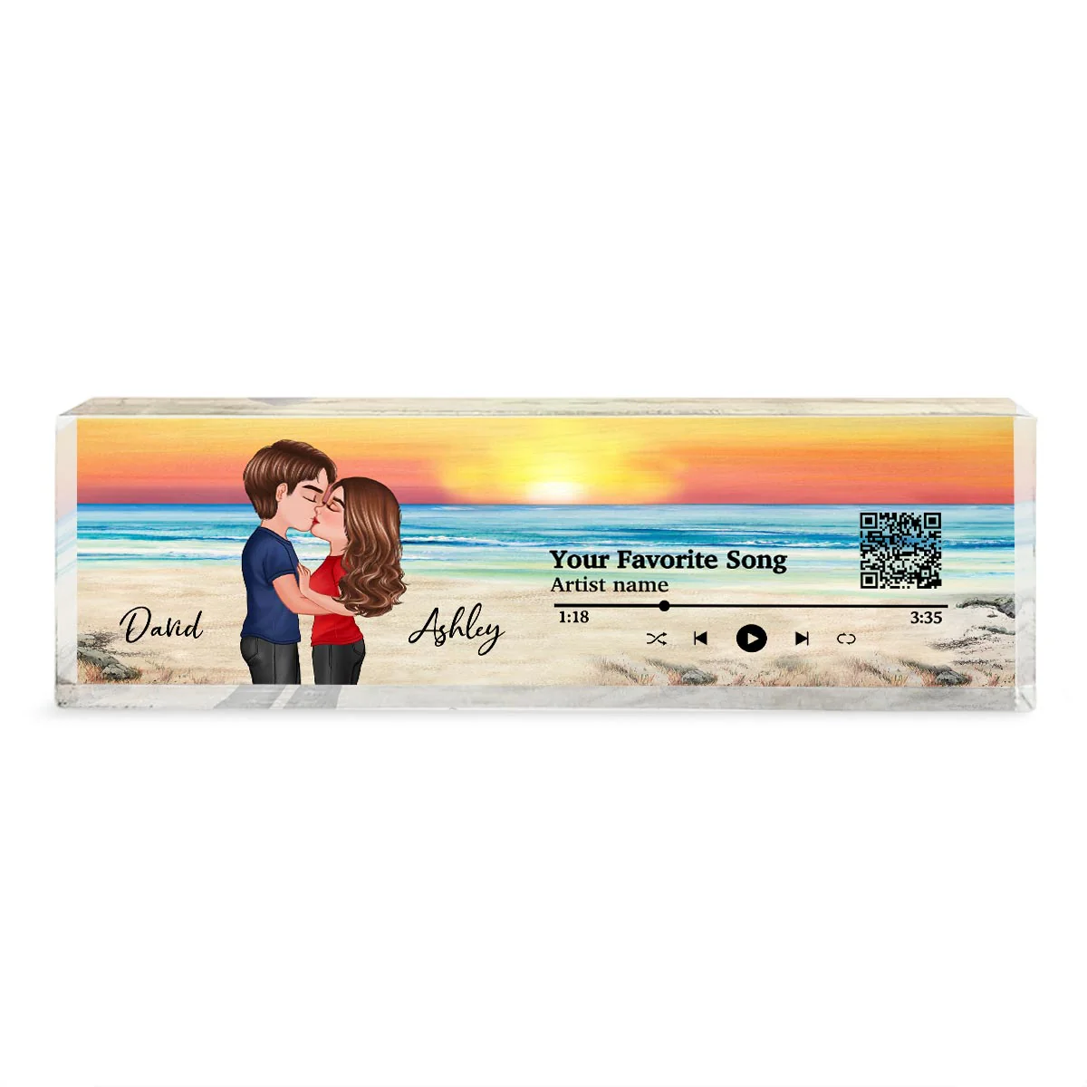 Couple Kissing Favorite Song QR Code Personalized Acrylic Block Plaque - Image 2