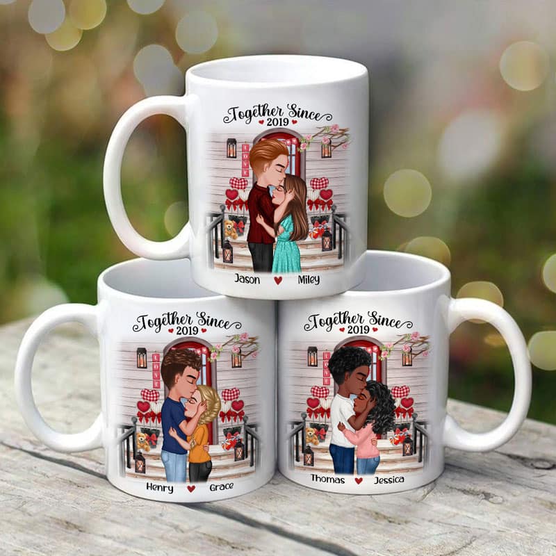 Couple Kissing  Front Porch Personalized Mug - Image 2