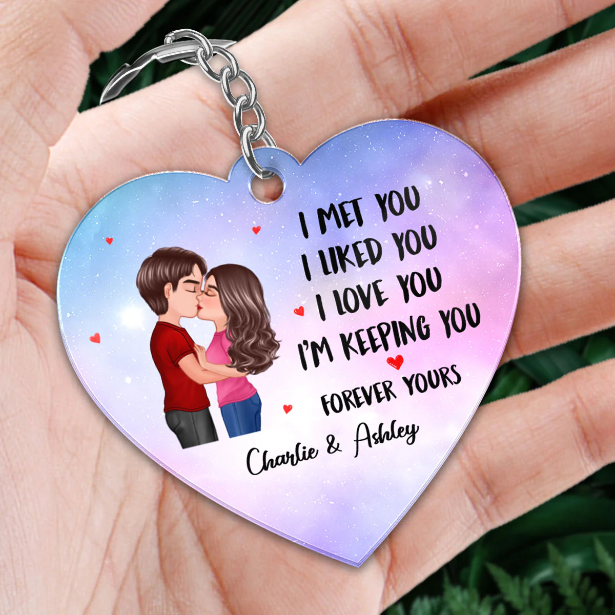 Couple Kissing I Met You I Love You Favorite Song Scannable QR Code Anniversary Gift For Him For Her Personalized Acrylic Keychain - Image 2