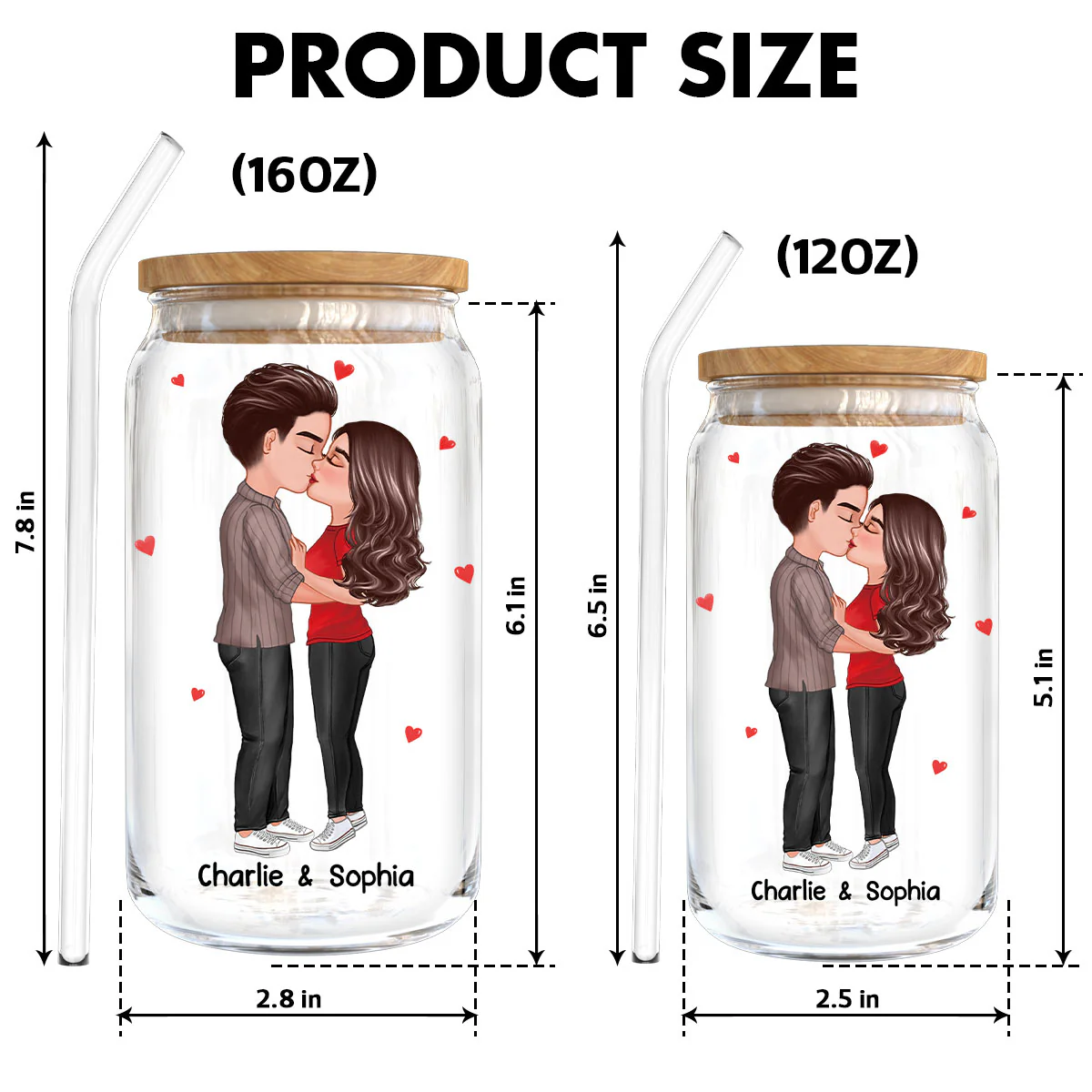 Couple Kissing I Met You Personalized Clear Glass Can - Image 9
