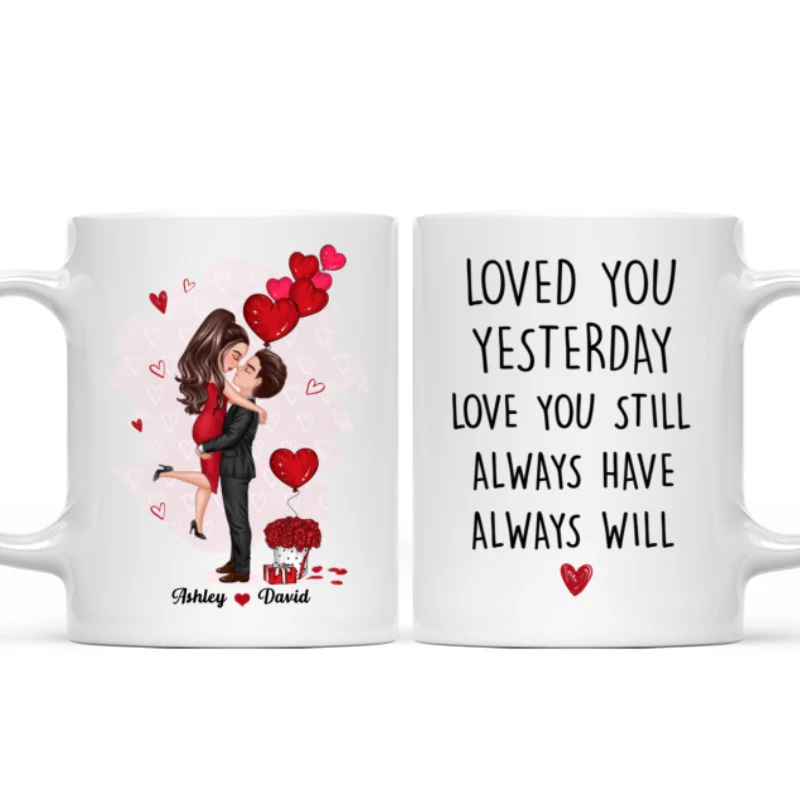 Couple Kissing Loved You Yesterday Gift For Him For Her - Personalized Mug - Image 4