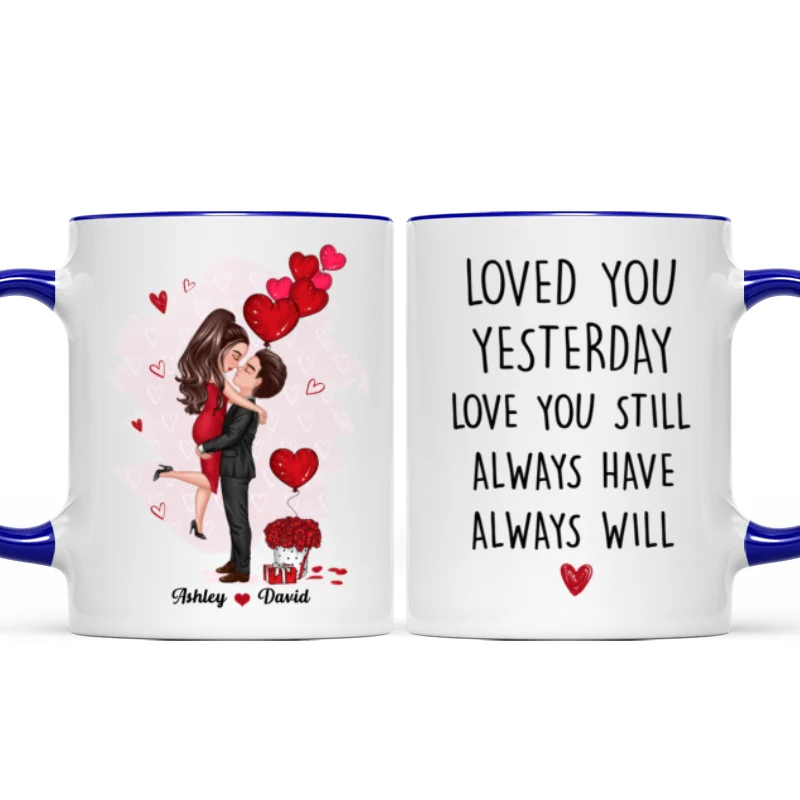 Couple Kissing Loved You Yesterday Gift For Him For Her - Personalized Mug - Image 7