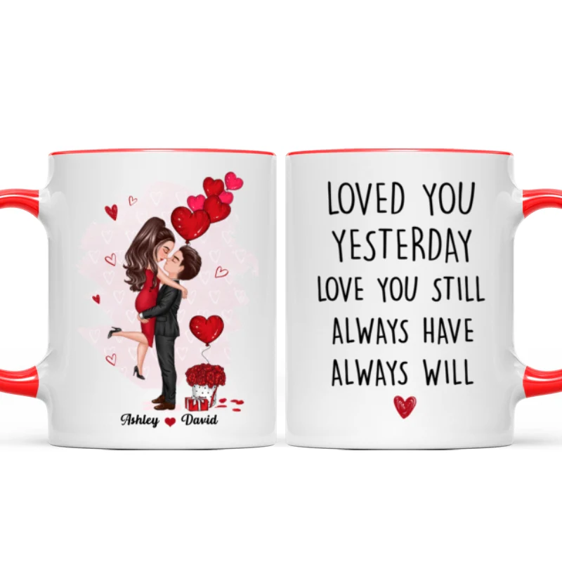 Couple Kissing Loved You Yesterday Gift For Him For Her - Personalized Mug - Image 8