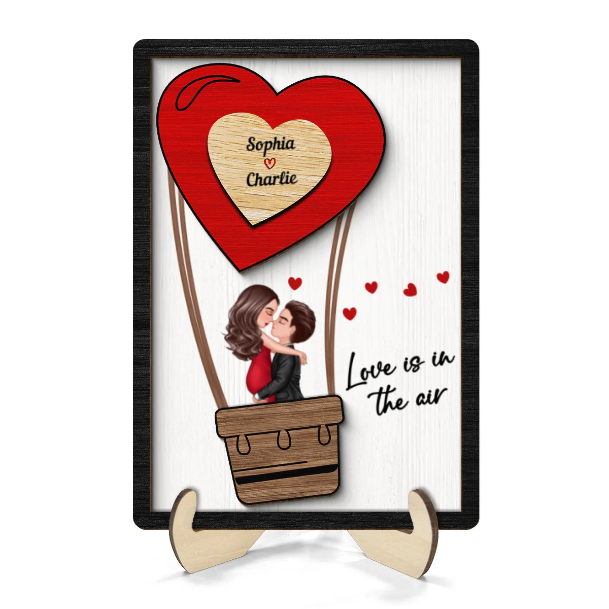 Couple Kissing On Air Balloon Gift Personalized 2-layer Wooden Plaque - Image 8