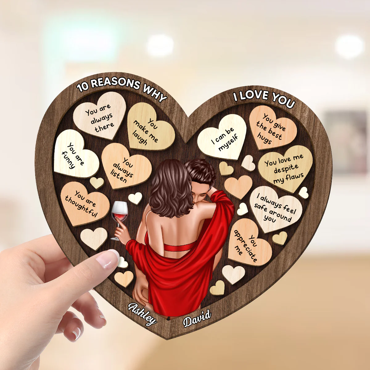 Couple Kissing On Shoulder In Heart Reasons Why I Love You, Gift For Him, For Her - Image 4