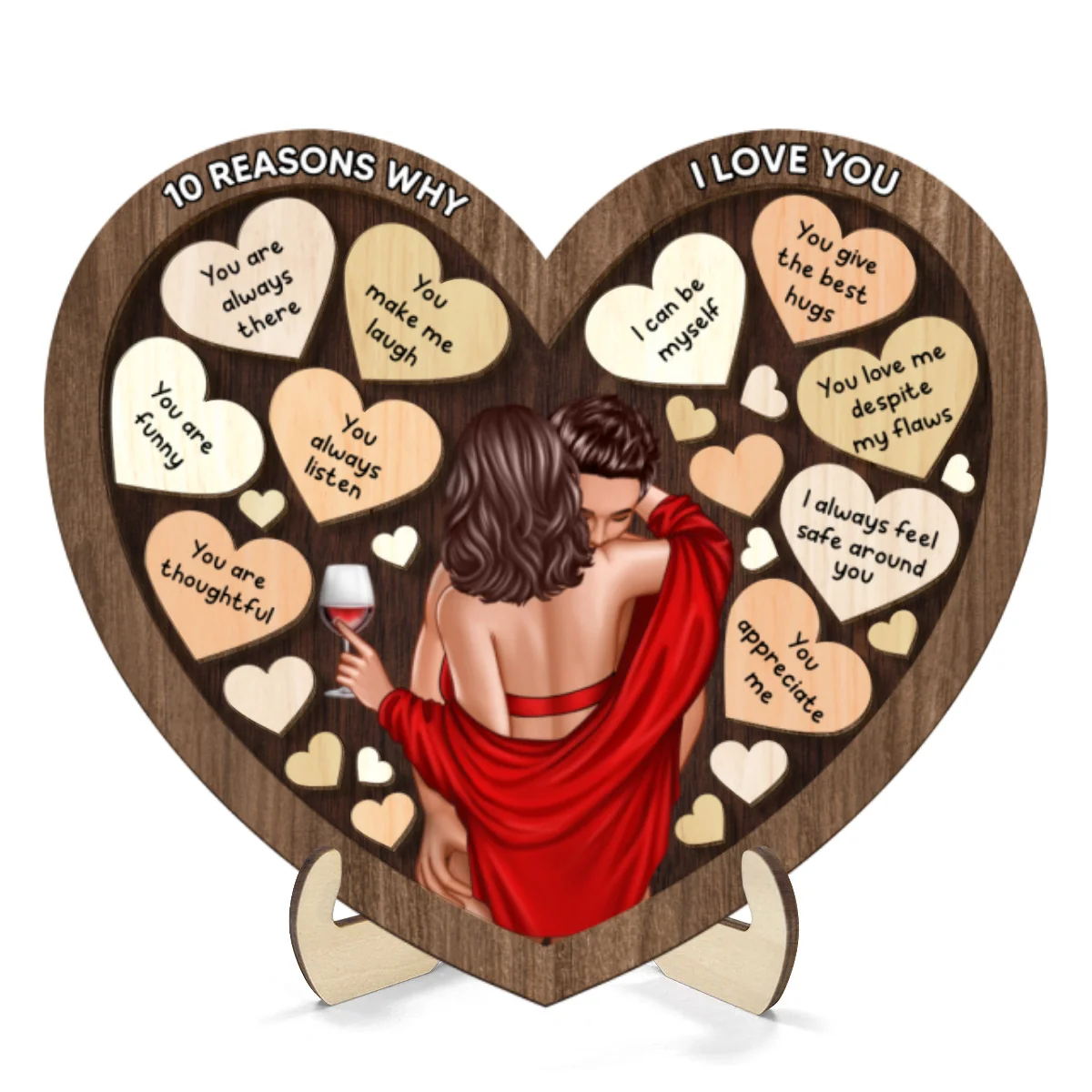 Couple Kissing On Shoulder In Heart Reasons Why I Love You, Gift For Him, For Her - Image 8