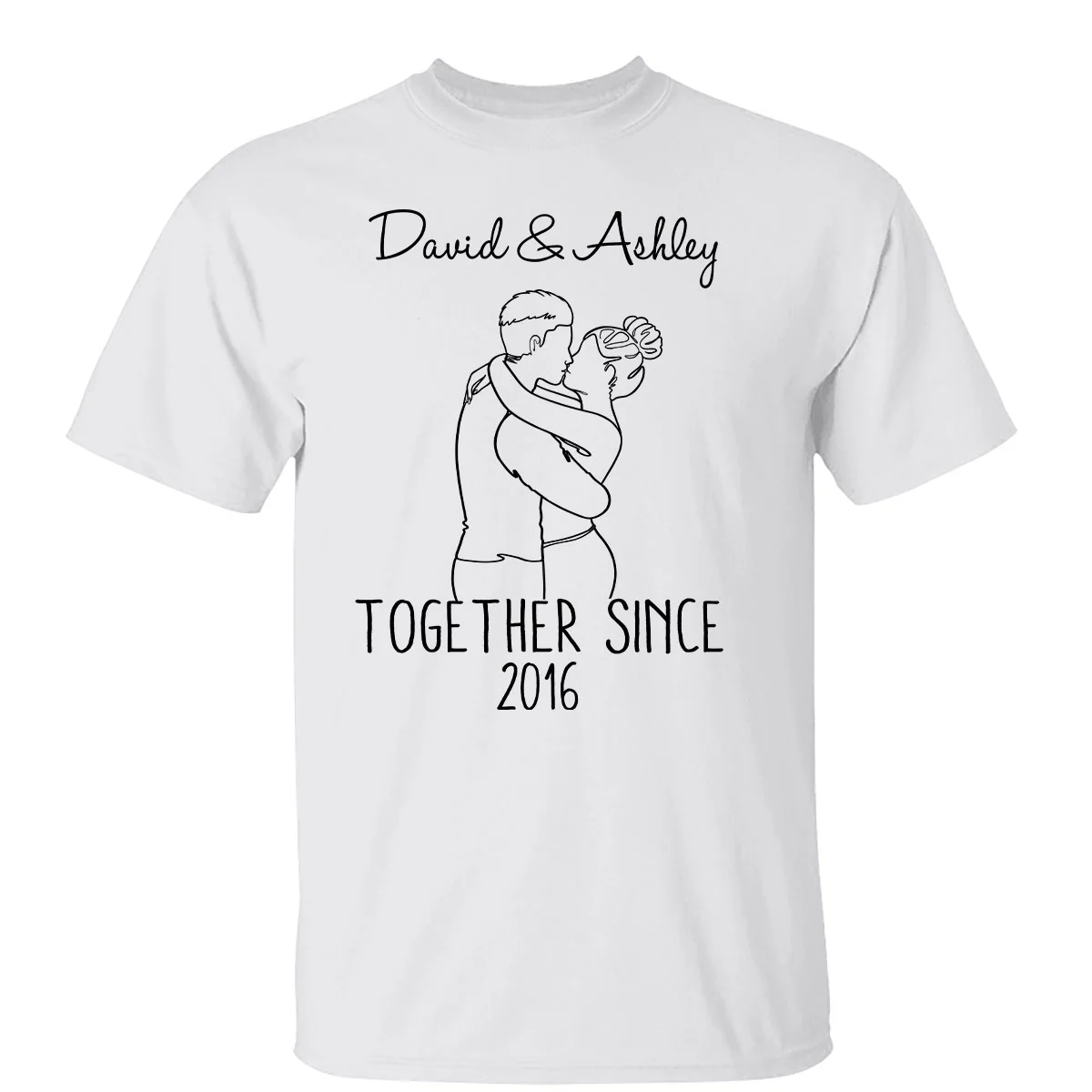 Couple Kissing Outline Valentine‘s Day Gift For Him For Her Personalized Shirt