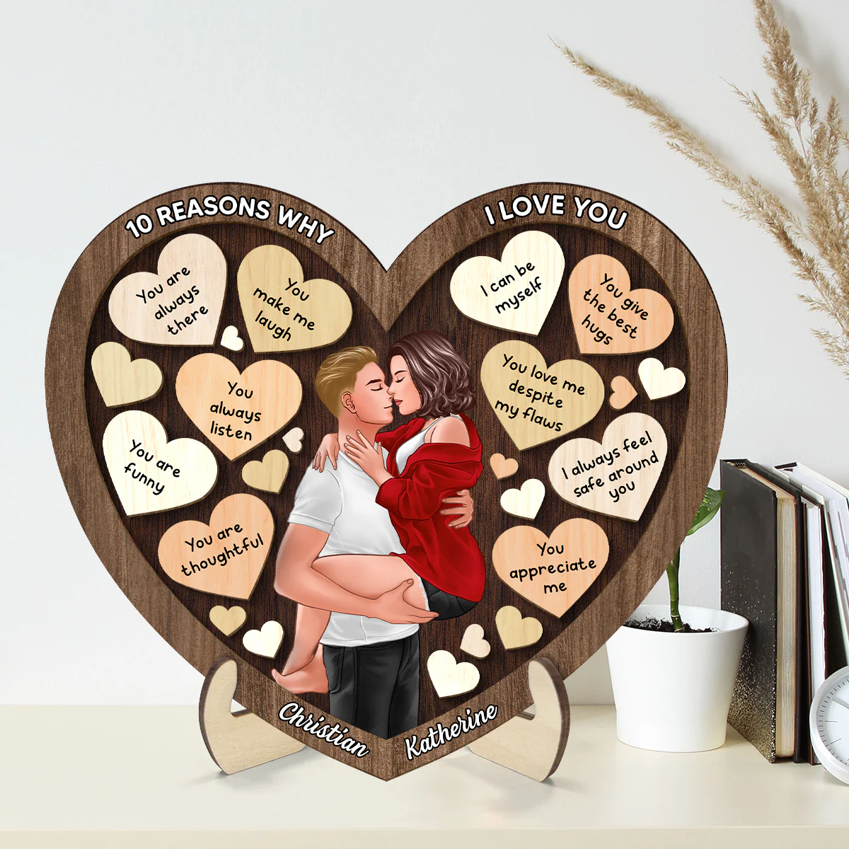Couple Kissing Passionate In Heart Reasons Why I Love You, Gift For Him, For Her - Image 2