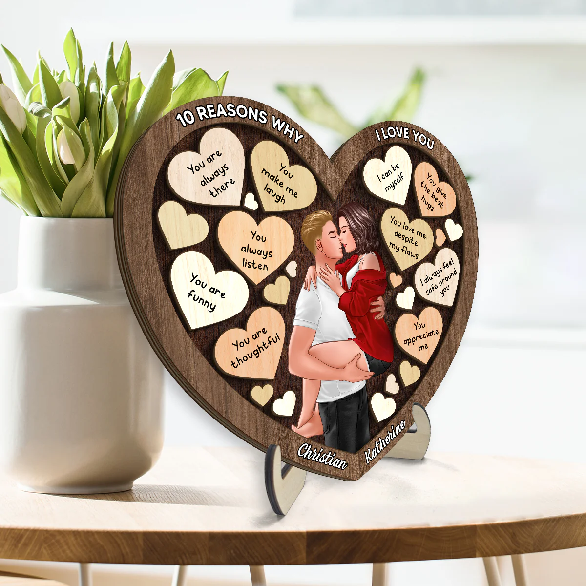 Couple Kissing Passionate In Heart Reasons Why I Love You, Gift For Him, For Her - Image 3