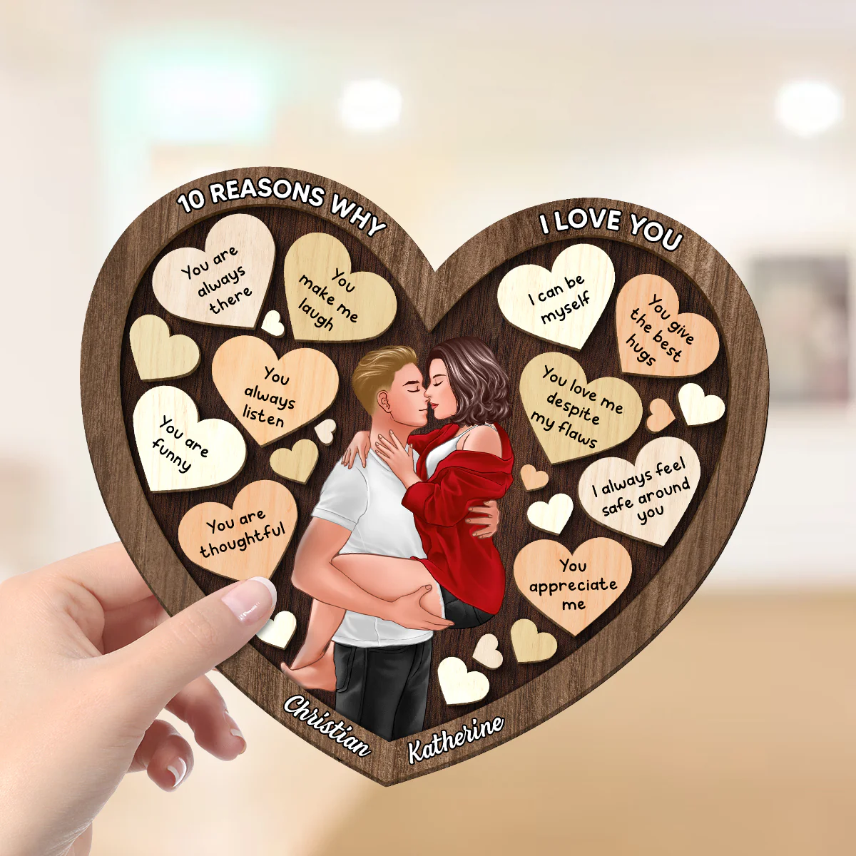 Couple Kissing Passionate In Heart Reasons Why I Love You, Gift For Him, For Her - Image 4