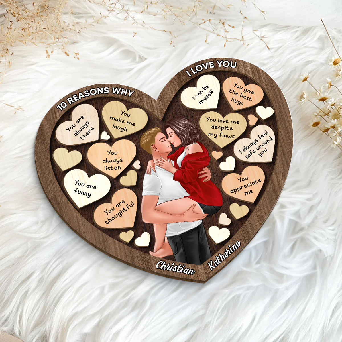 Couple Kissing Passionate In Heart Reasons Why I Love You, Gift For Him, For Her - Image 5