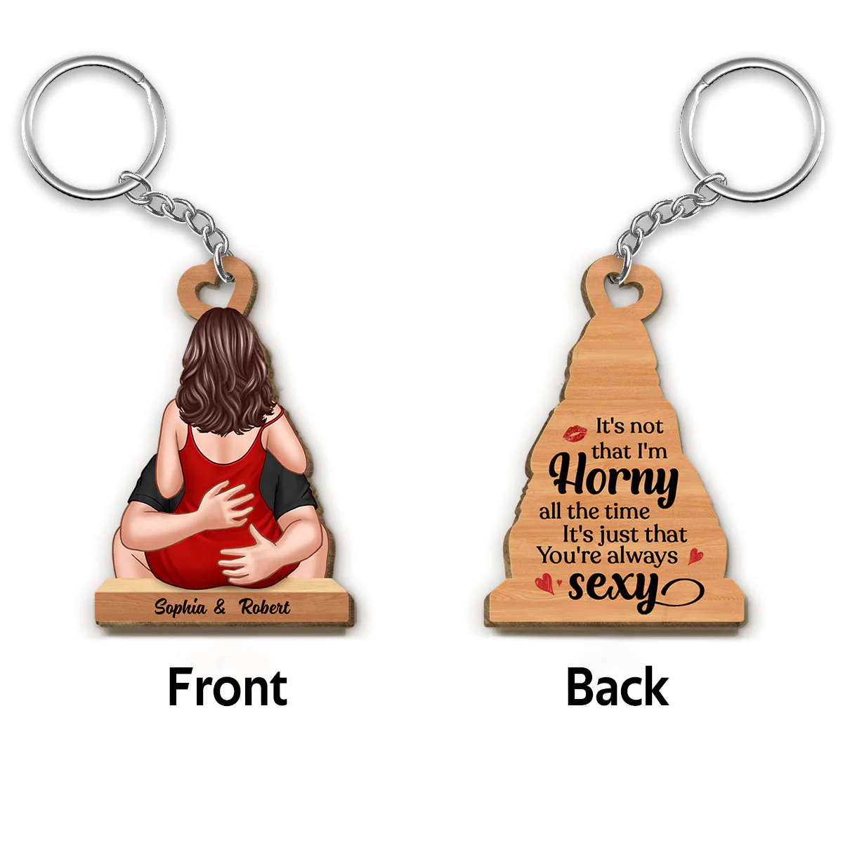 Couple Kissing Romantic You‘re Always Sexy Gift For Her Personalized Wooden Keychain