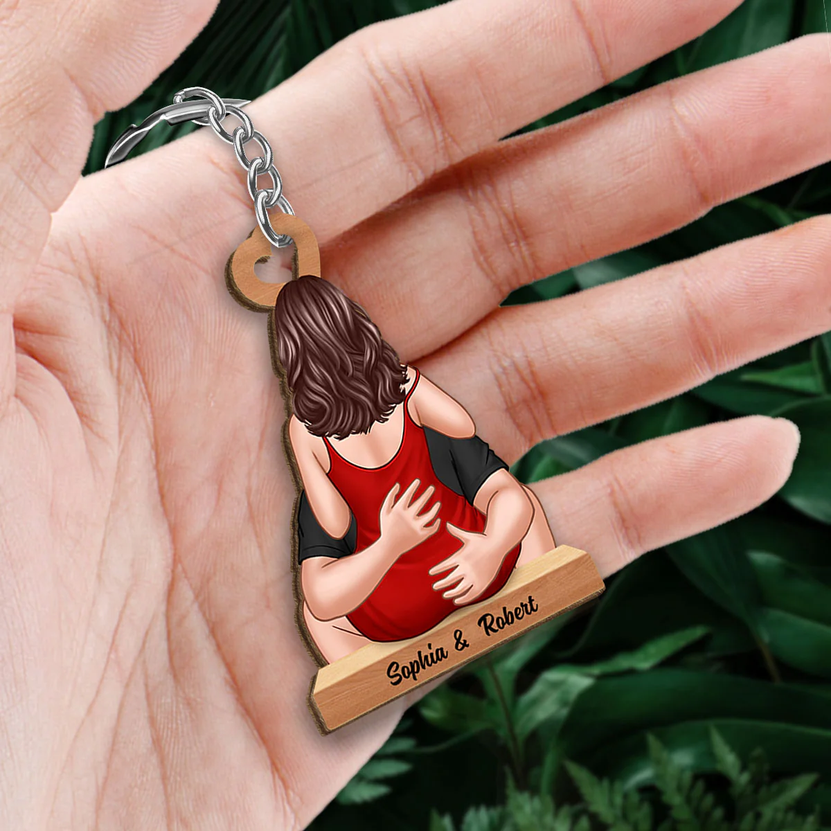 Couple Kissing Romantic You‘re Always Sexy Gift For Her Personalized Wooden Keychain - Image 2