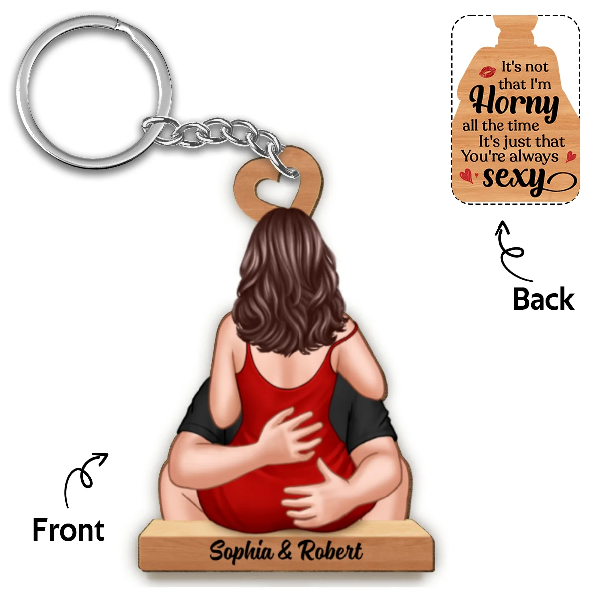 Couple Kissing Romantic You‘re Always Sexy Gift For Her Personalized Wooden Keychain - Image 5