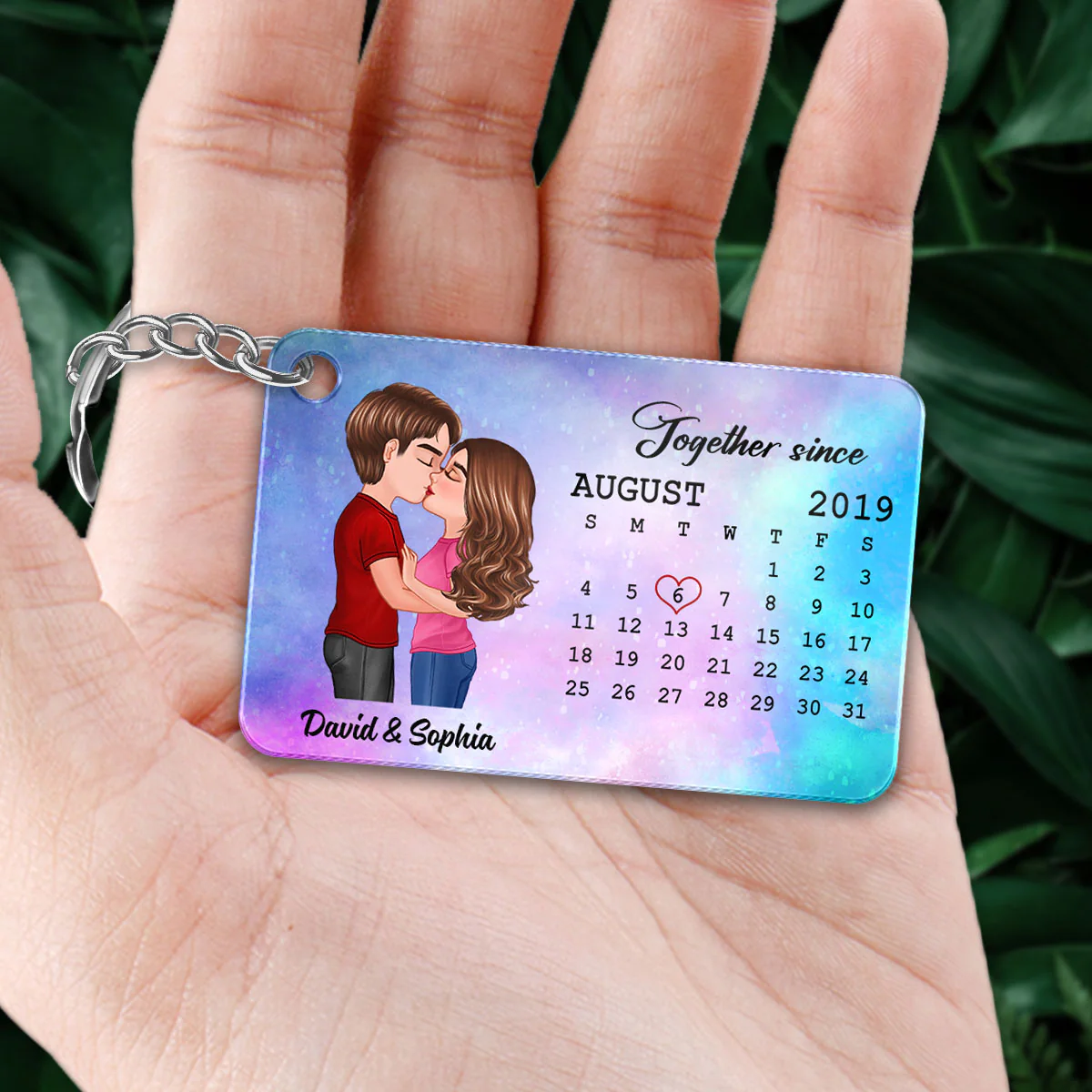 Couple Kissing Together Since Calendar Favorite Song QR Code Personalized Acrylic Keychain - Image 2