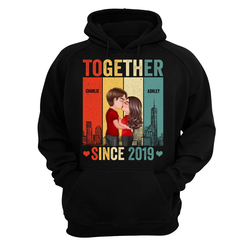 Couple Kissing Under Skyline Retro Personalized Shirt - Image 11