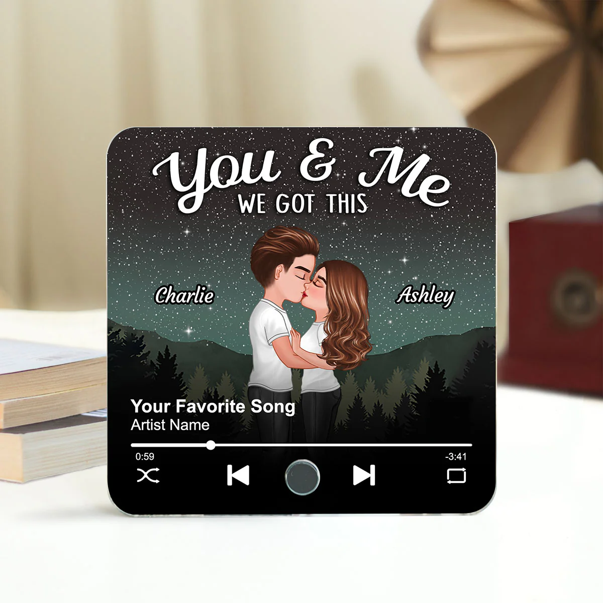 Couple Kissing Under Stars Personalized Music Fridge Magnet, Heartfelt 2025 Gift For Couple, For Him, For Her, Boyfriend, Girlfriend, Husband, Wife