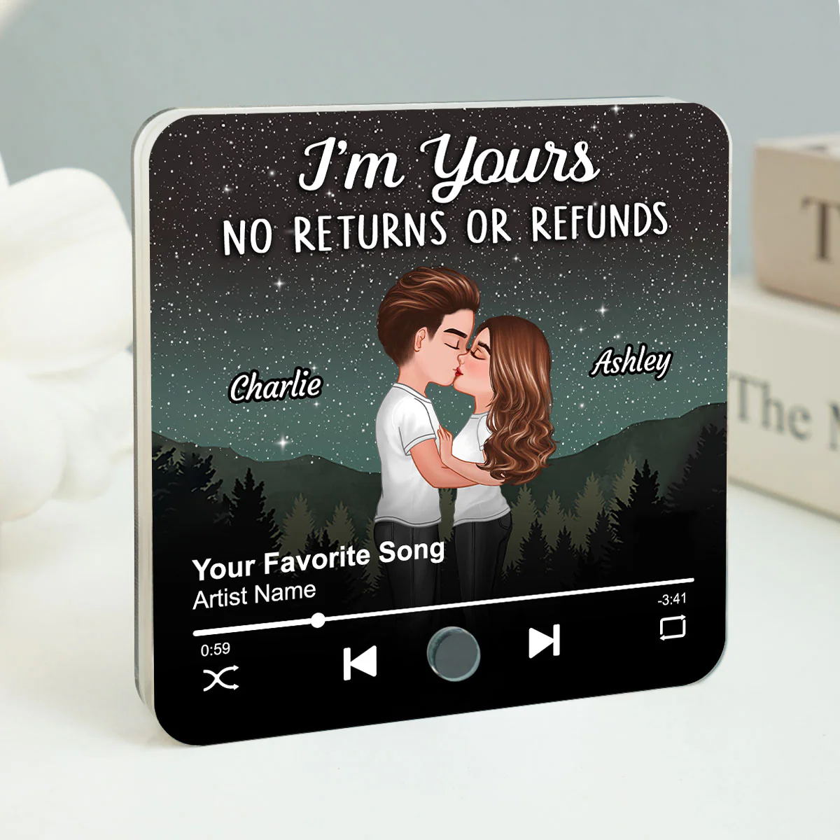 Couple Kissing Under Stars Personalized Music Fridge Magnet, Heartfelt 2025 Gift For Couple, For Him, For Her, Boyfriend, Girlfriend, Husband, Wife - Image 3
