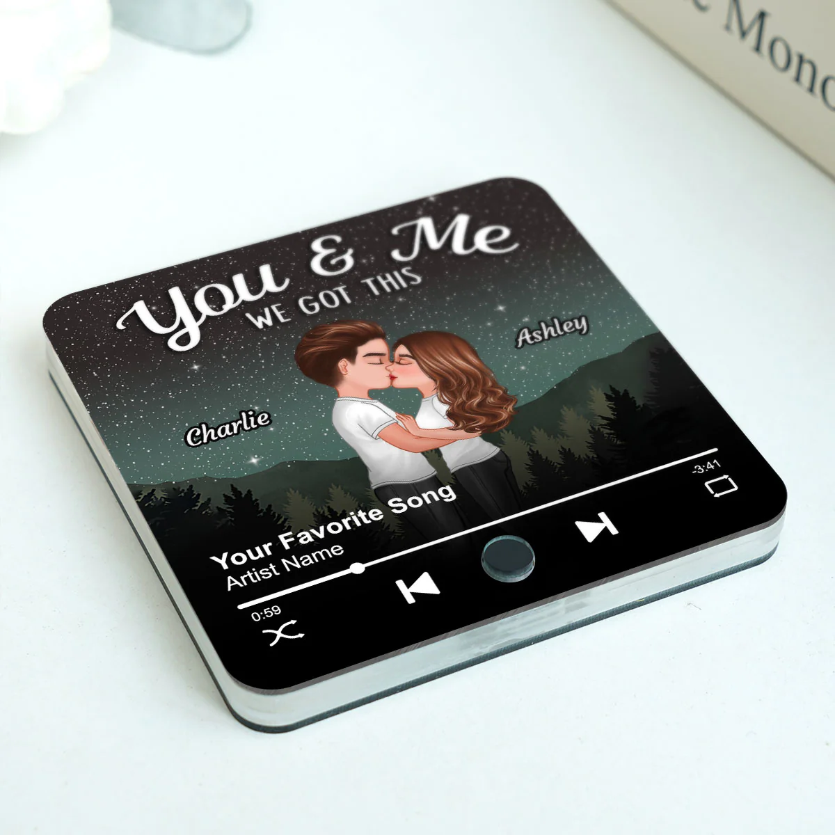 Couple Kissing Under Stars Personalized Music Fridge Magnet, Heartfelt 2025 Gift For Couple, For Him, For Her, Boyfriend, Girlfriend, Husband, Wife - Image 4