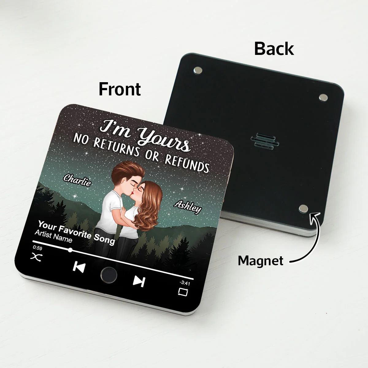 Couple Kissing Under Stars Personalized Music Fridge Magnet, Heartfelt 2025 Gift For Couple, For Him, For Her, Boyfriend, Girlfriend, Husband, Wife - Image 5